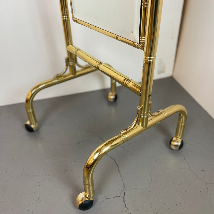 Italian Brass Standing Mirror from 1980'
