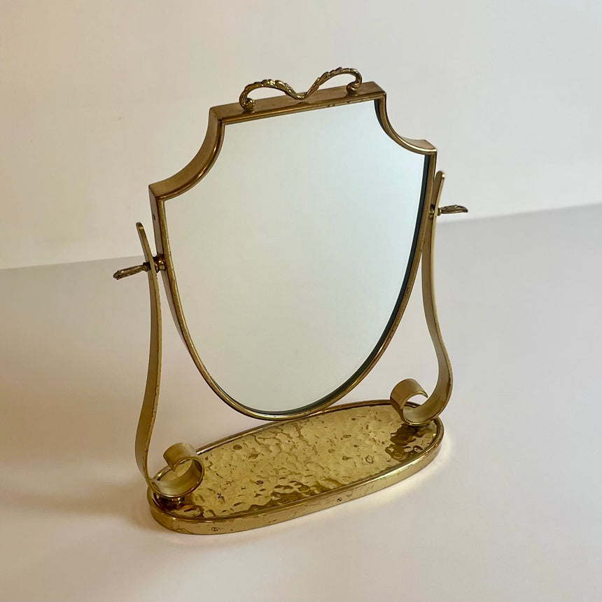 Italian Brass Standing Mirror from 1980'
