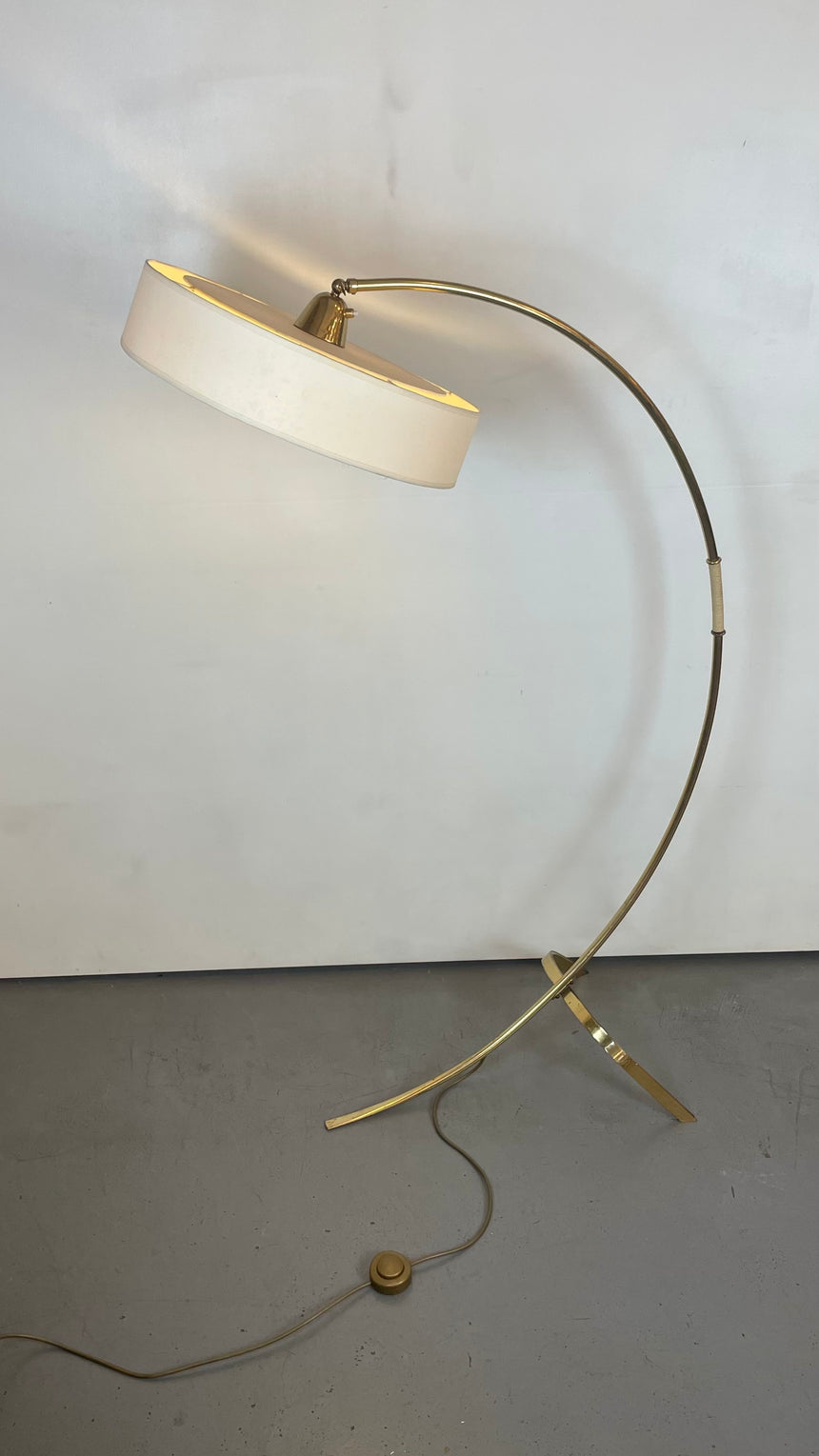 Brass Arc Floor Lamp by J.T. Kalmar for Kalmar from 1950'