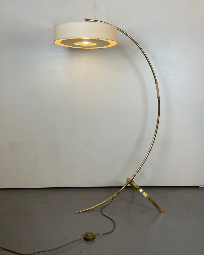 Brass Arc Floor Lamp by J.T. Kalmar for Kalmar from 1950'
