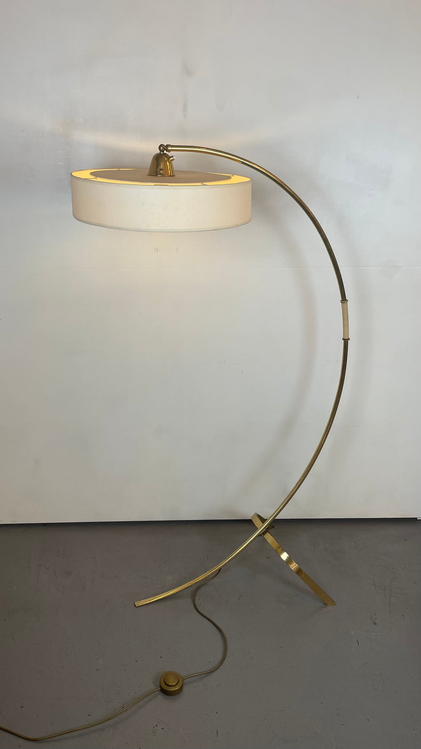Brass Arc Floor Lamp by J.T. Kalmar for Kalmar from 1950'