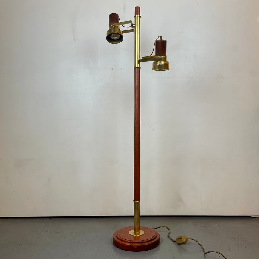 Wood & Brass Floor Lamp from 1970'