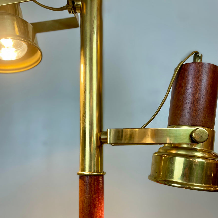 Wood & Brass Floor Lamp from 1970'