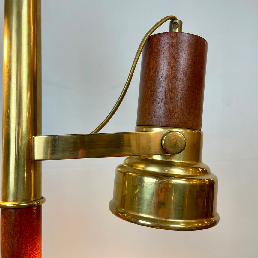 Wood & Brass Floor Lamp from 1970'