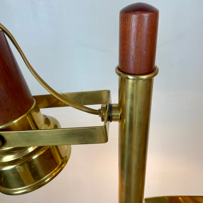 Wood & Brass Floor Lamp from 1970'