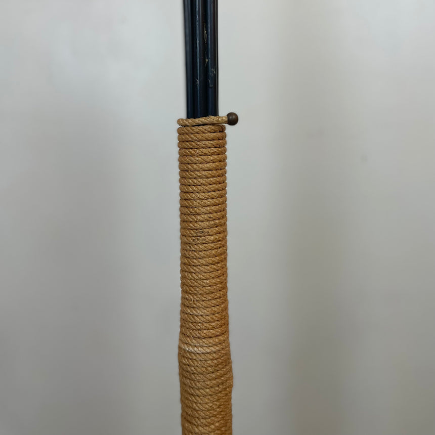 Opaline Brass & Rope Floor Lamp 1960'