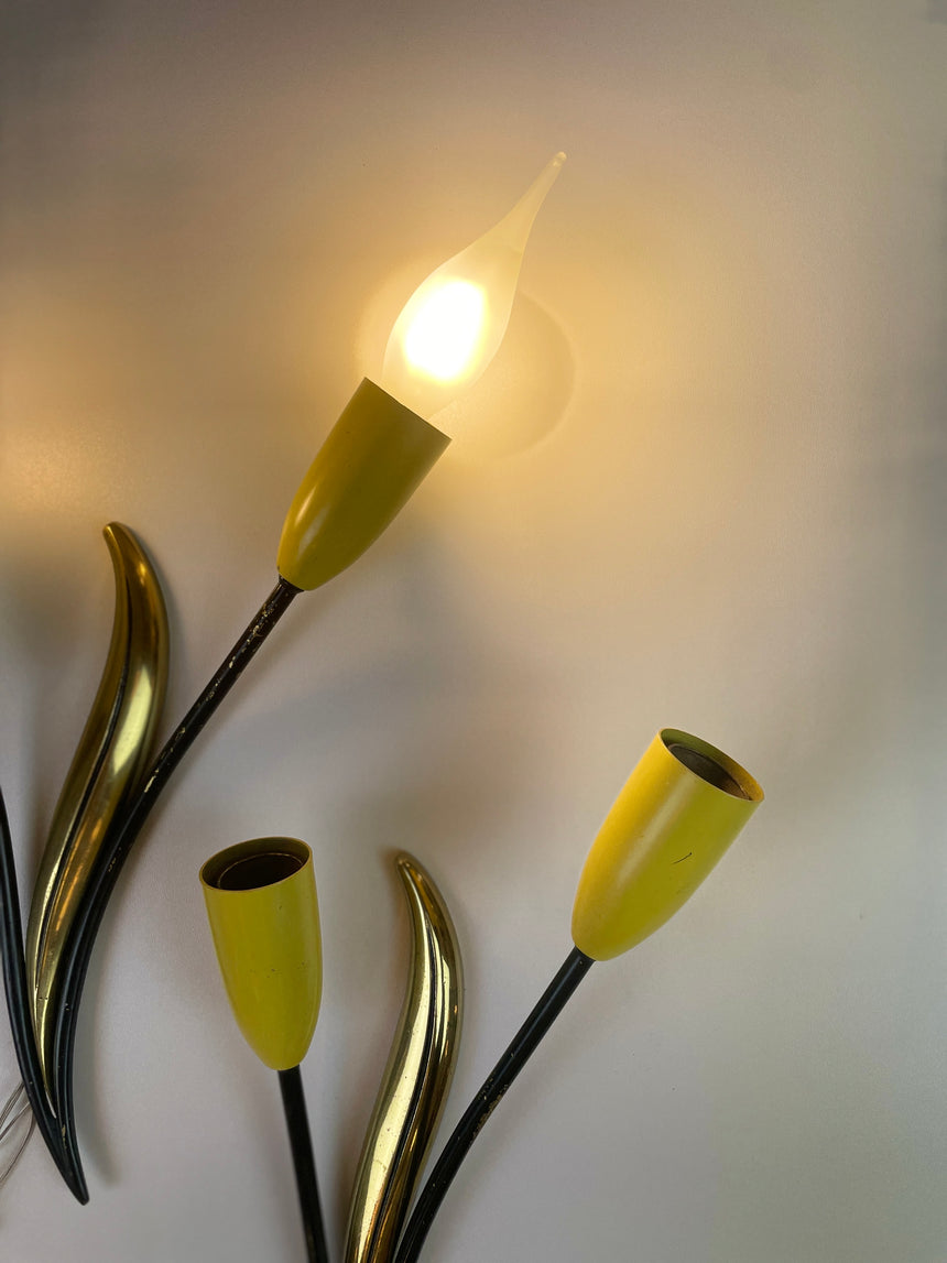 Mid-Century Floral Wall Lamps from 1950'