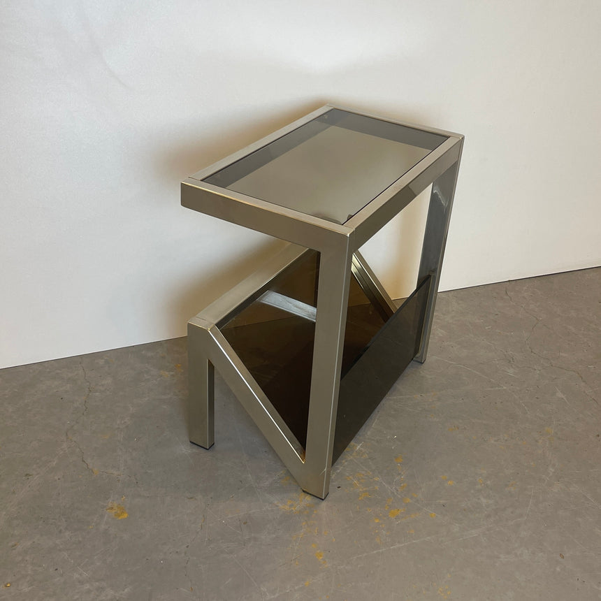 Side Table & Magazine Holder by Belgo Chrome from 1970'