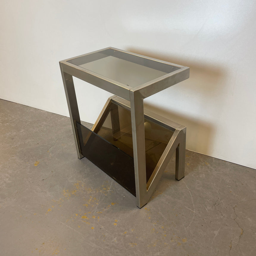 Side Table & Magazine Holder by Belgo Chrome from 1970'