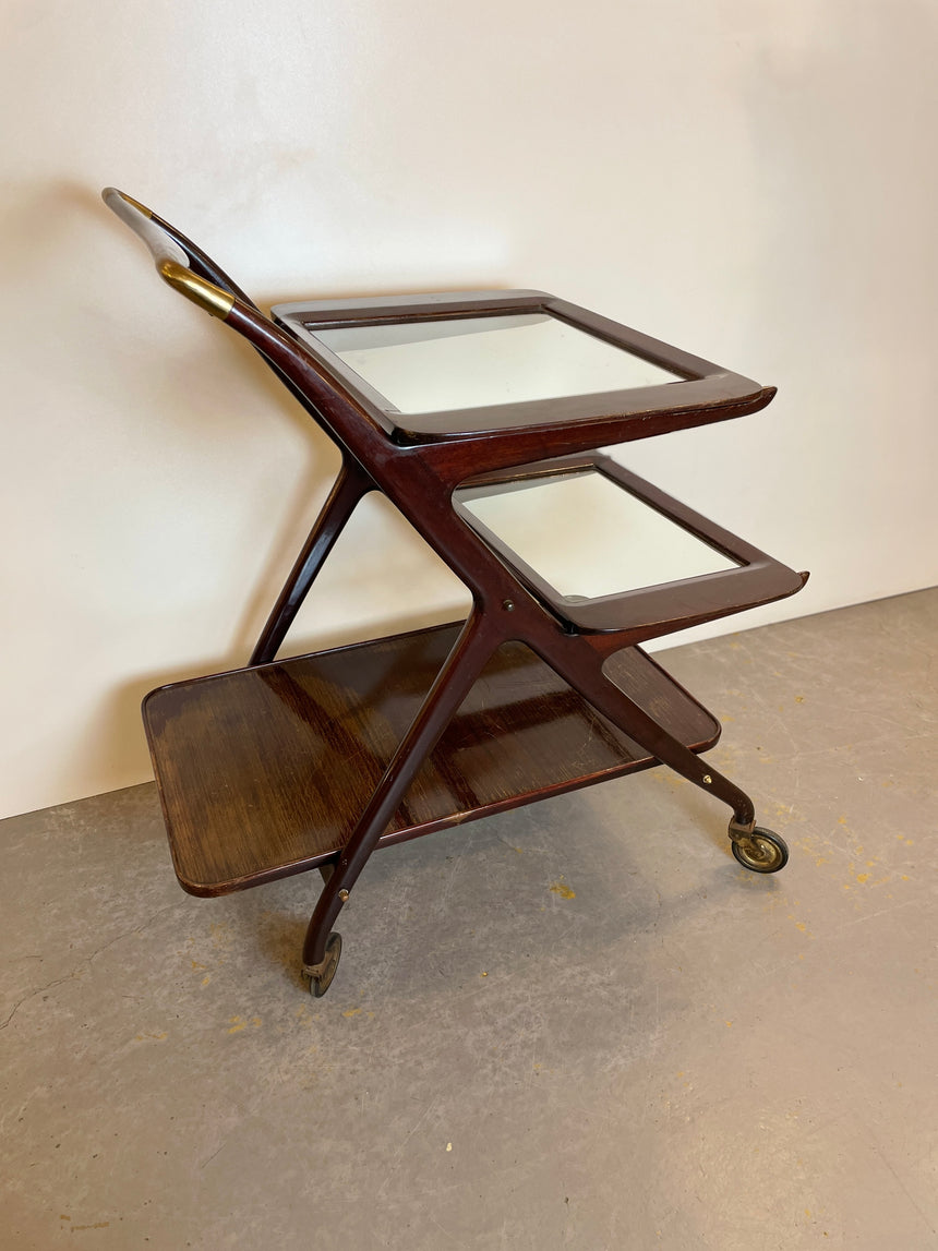 Mahogany Bar Cart by Cesare Lacca for Cassina from 1950'