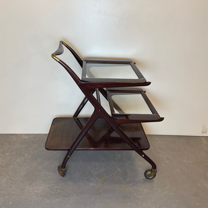 Mahogany Bar Cart by Cesare Lacca for Cassina from 1950'