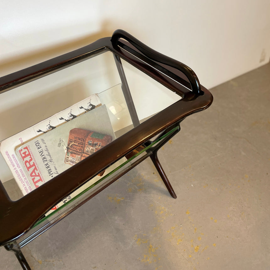 Mahogany Side Table & Magazine Holder from 1950'