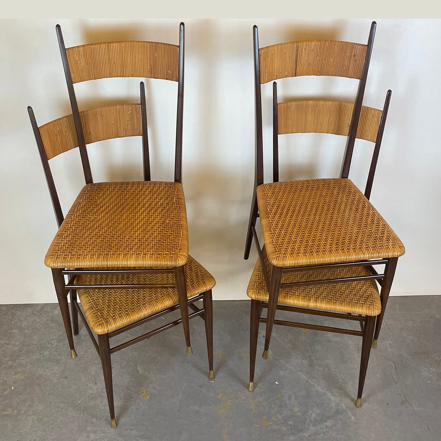 Set of Four Scuola Di Torino Chairs from 1950'