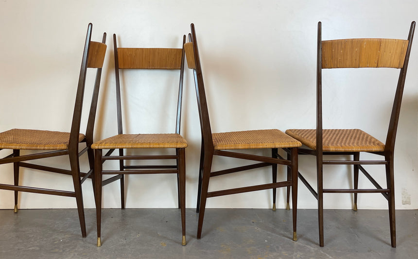 Set of Four Scuola Di Torino Chairs from 1950'