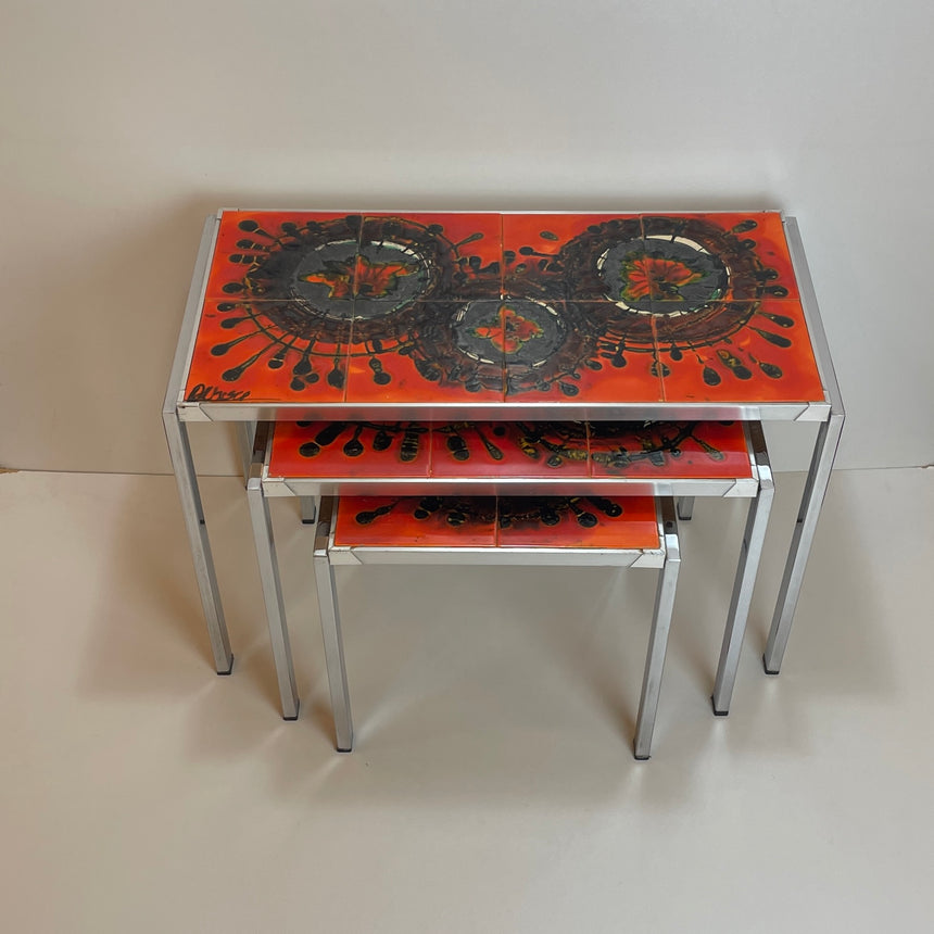 De Nisco Ceramic Nesting Tables from 1970'