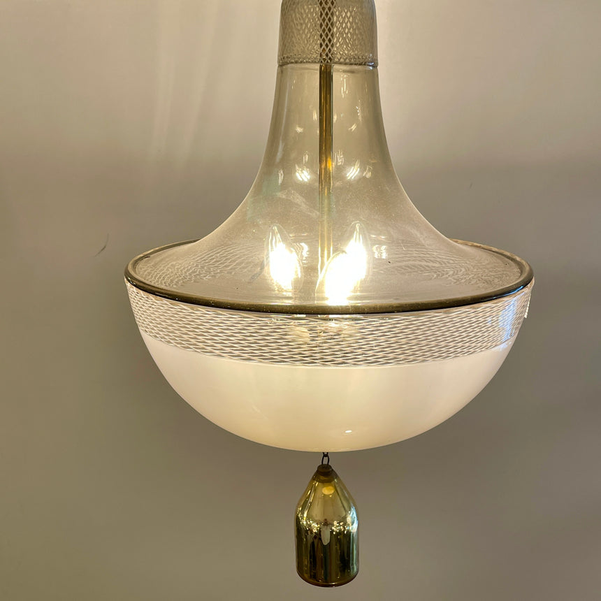 Italian Suspended Light in Opaline, 1960s
