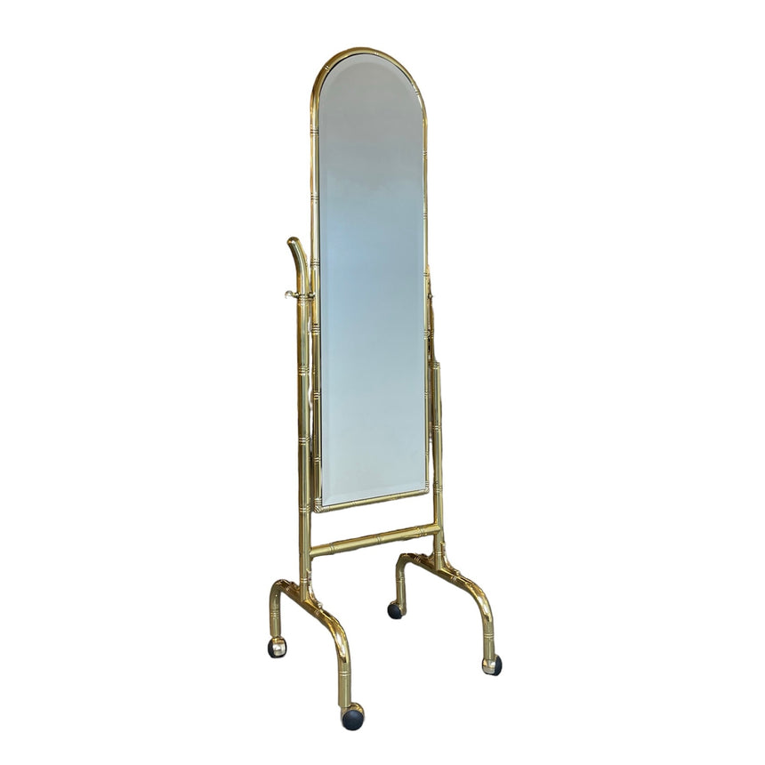 Italian Brass Standing Mirror from 1980'