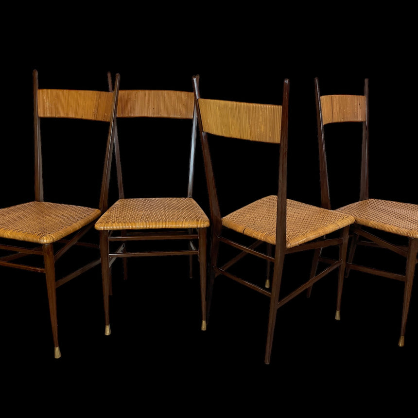 Set of Four Scuola Di Torino Chairs from 1950'