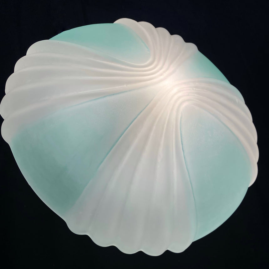 Shop online - Small 1980's plafond lamps , new old stock , never been used !!!Matt white and green or pink glass. / Acheter en ligne - Plafonnier des années 80. Vieux stock neuf. Jamais utilisé! Blanc mate et vert ou rose.