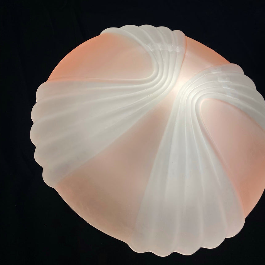 Shop online - Small 1980's plafond lamps , new old stock , never been used !!!Matt white and green or pink glass. / Acheter en ligne - Plafonnier des années 80. Vieux stock neuf. Jamais utilisé! Blanc mate et vert ou rose.